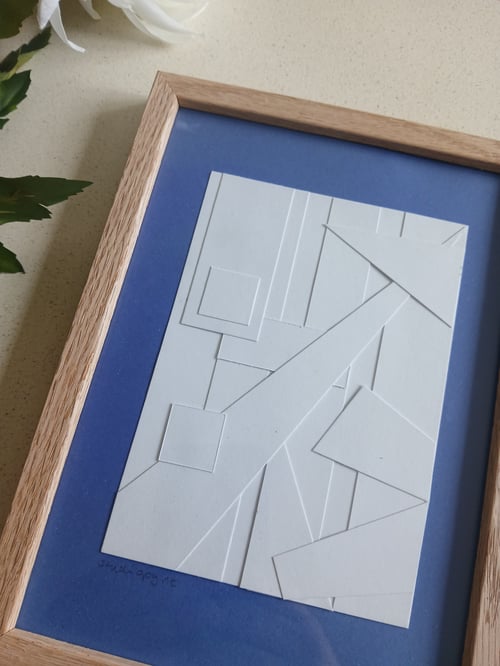 A5, papirværk, blå,  indrammet  (2)