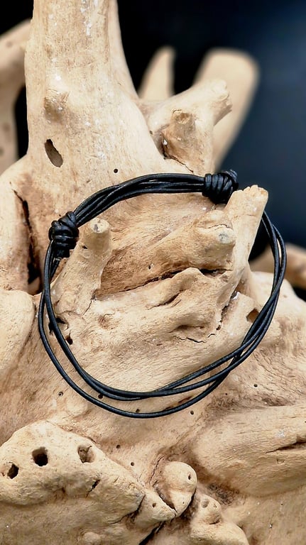3-dobbelt læderarmbånd med glideknude. billede 2