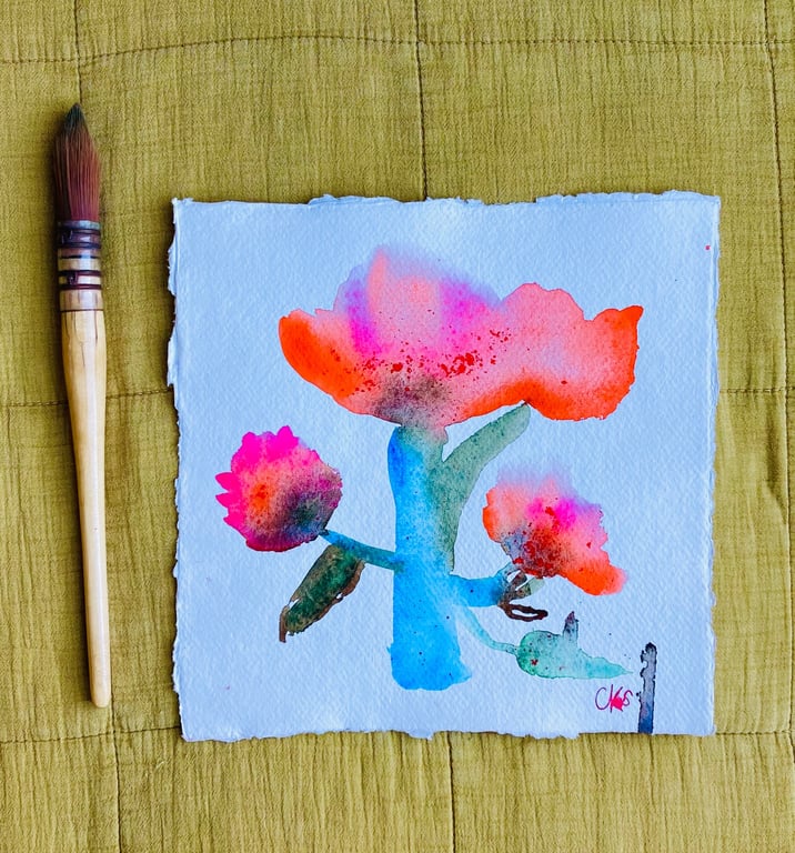 3 single damer - original akvarel billede 4