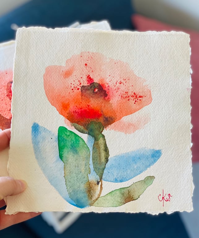 3 single damer - original akvarel