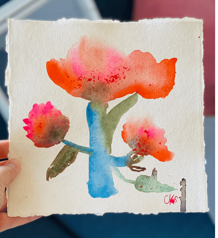 3 single damer - original akvarel billede 3