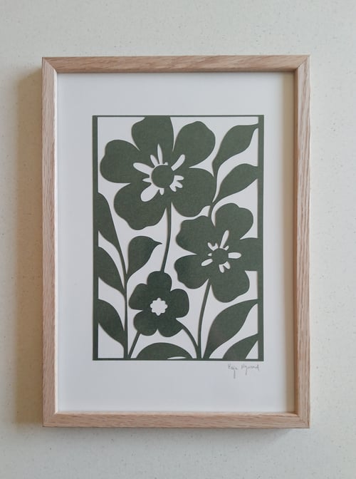 A4, papercut, skovgrøn, indrammet