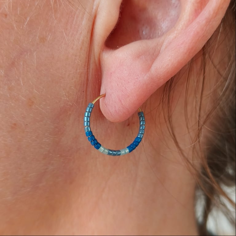 Farve cirkler - øreringe - blå billede 3