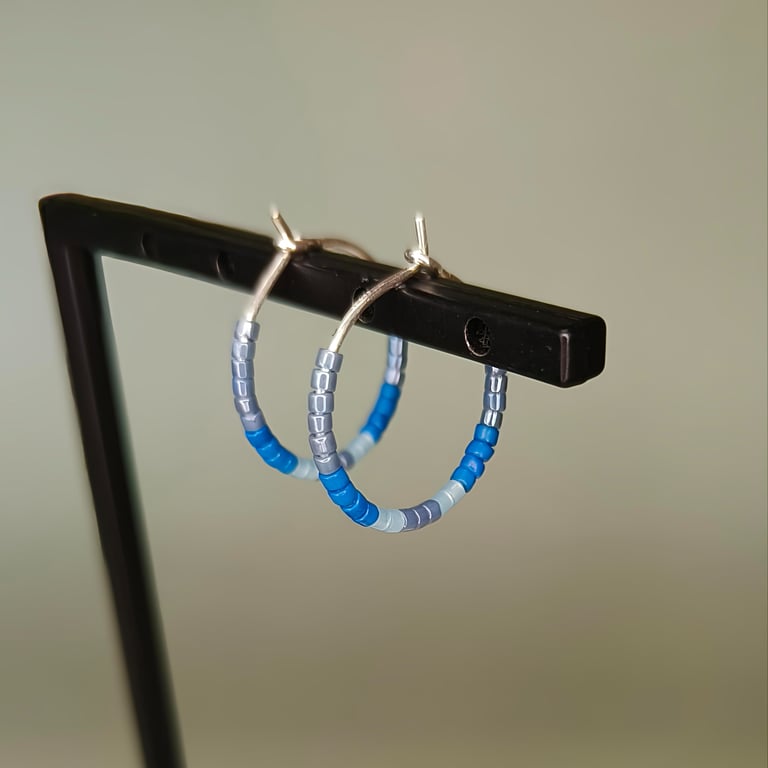 Farve cirkler - øreringe - blå billede 2