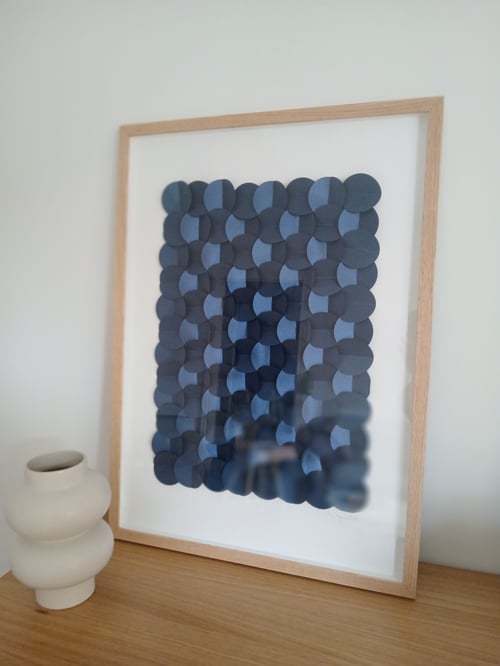 50x70cm, 3D papirrelief, Marineblå, indrammet  (3)