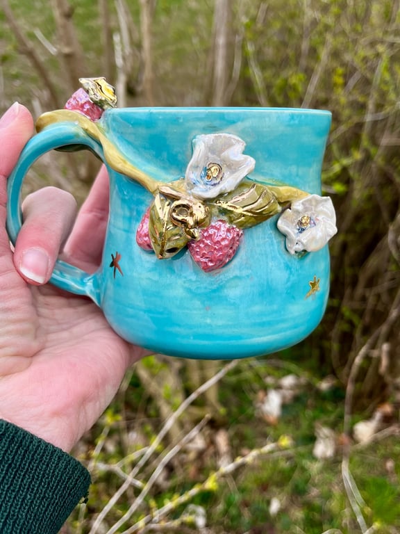 Overflod 1 – håndlavet keramik krus med guld &amp; MOP billede 2