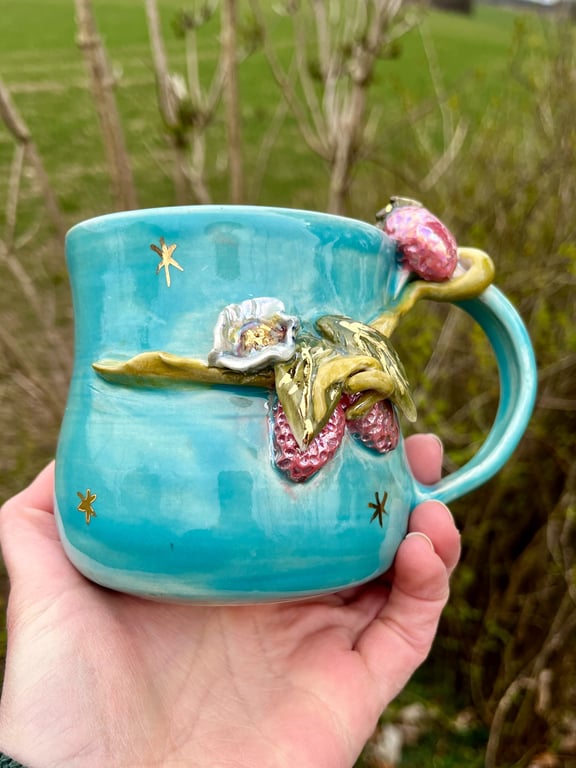 Overflod 1 – håndlavet keramik krus med guld &amp; MOP billede 3