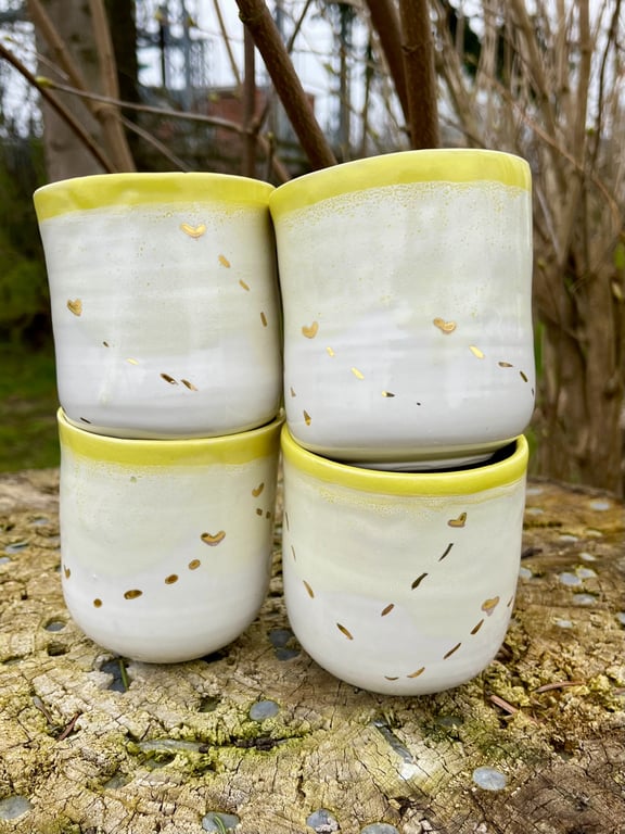 Flyvske Guld hjerter- håndlavet keramik billede 2