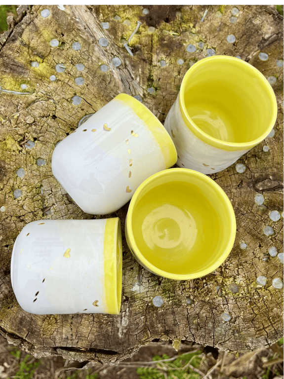 Flyvske Guld hjerter- håndlavet keramik