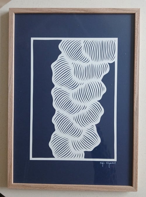 A3, papercut, Marineblå, indrammet  (3)