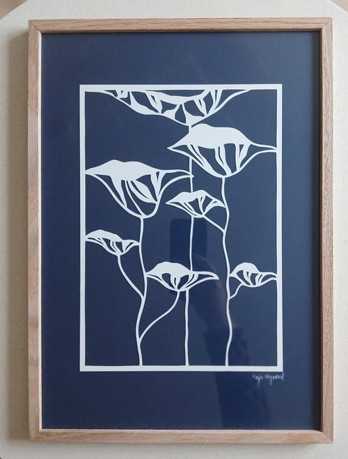 A3, papercut, Marineblå, indrammet 