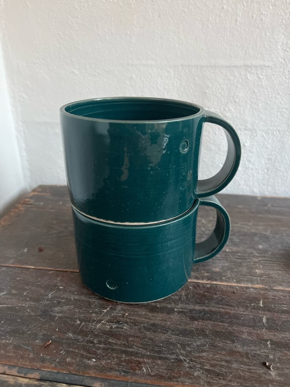 Kop med hank, petrolblå