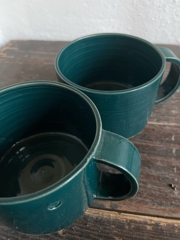 Kop med hank, petrolblå billede 2