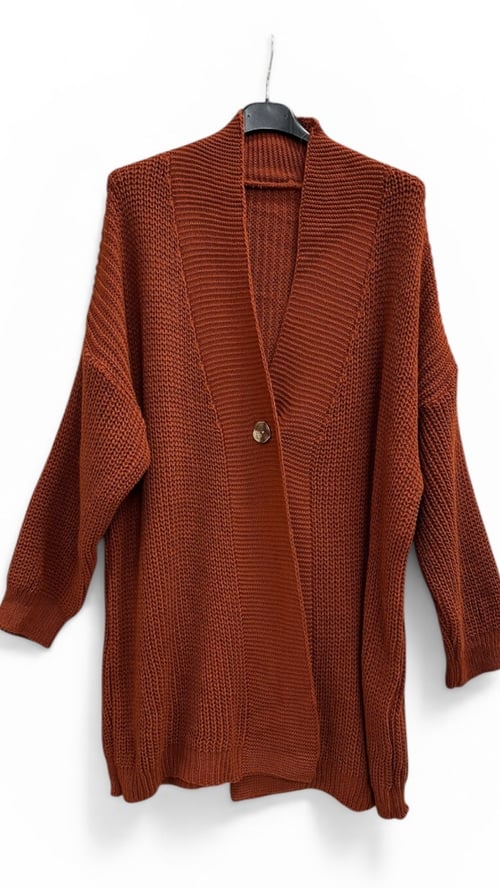 Sally klassisk cardigan, Rust. Onesize str. 36-46. (2)