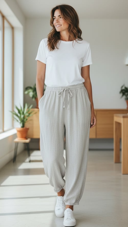 Isabella basic pants, Beige. Onesize 36-46. (2)