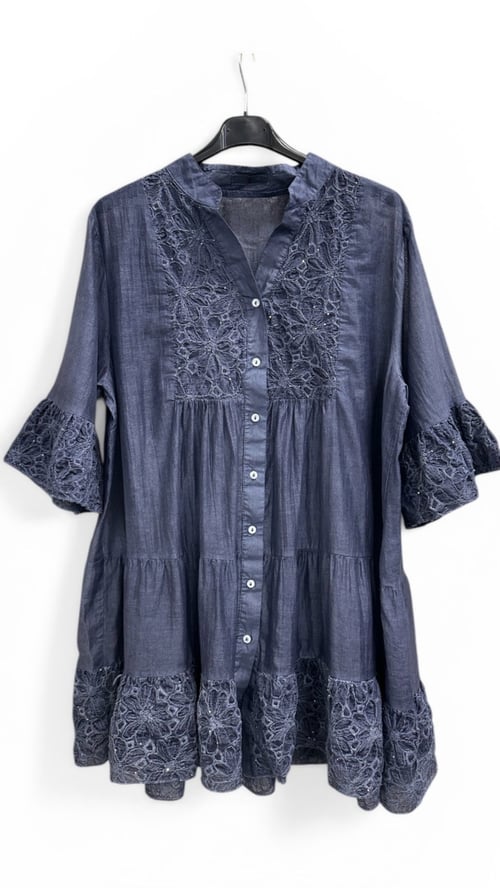 Line Tunic/shirt, Navy w pailletter. Onesize 36-46. (2)