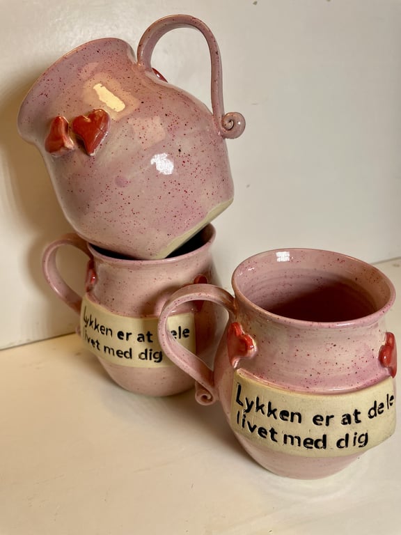 Keramik krus med tekst, Lykken er at dele livet med dig billede 3