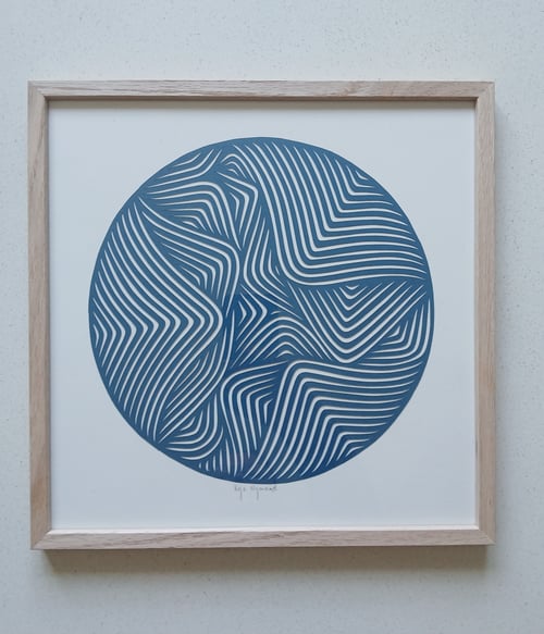 30x30cm, papercut, petrol, indrammet 