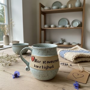 keramik krus med tekst - Mor staves med kærlighed. – produktbillede