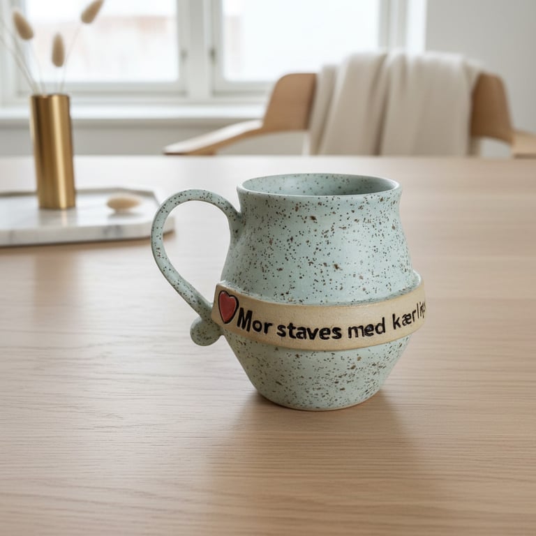 keramik krus med tekst - Mor staves med kærlighed.