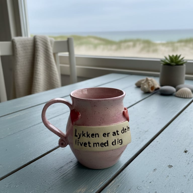Keramik krus med tekst, Lykken er at dele livet med dig