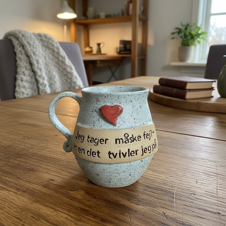 Keramik krus med tekst, jeg tager måske fejl men det tvivler jeg på. 