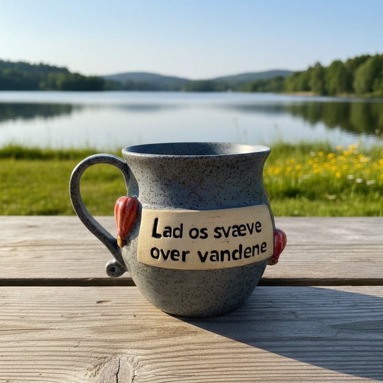 Keramik krus med tekst - Lad os svæve over vandene