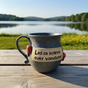 Keramik krus med tekst - Lad os svæve over vandene – produktbillede