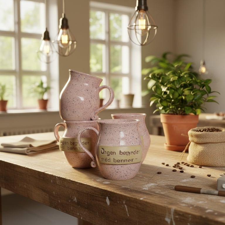 Keramik krus med tekst - Dagen begynder med bønner