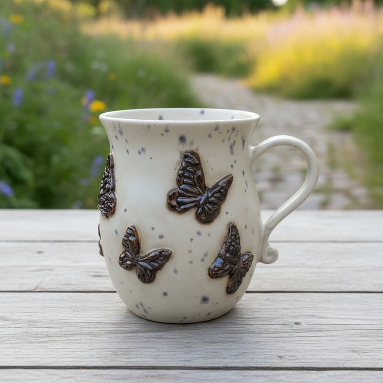 Keramik krus med sommerfugle