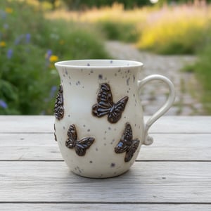 Keramik krus med sommerfugle – produktbillede