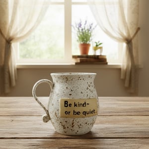 Keramik krus med tekst - Be kind or be quiet – produktbillede