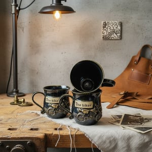 Keramik krus med tekst - The biker  – produktbillede