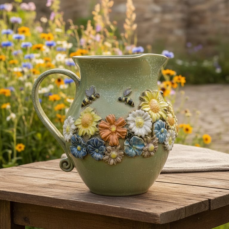 Keramik Kande - med blomster. Blomsterkande