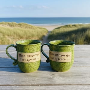 Keramik krus med tekst  - Mine ponyer gør mig glad. – produktbillede