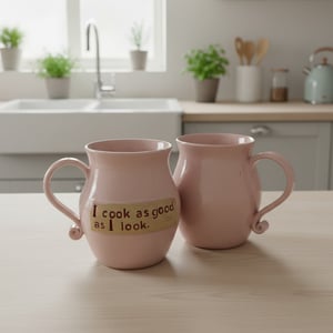 Keramik krus med tekst - I Cook as I look – produktbillede