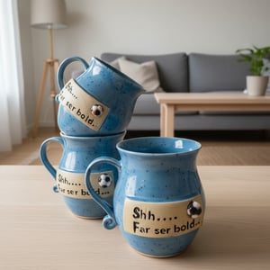 Keramik krus med tekst - Shh..far ser bold. – produktbillede