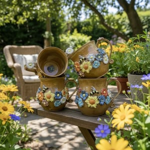 Keramik Krus - med blomster – produktbillede