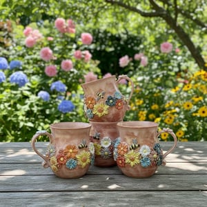 Keramik Krus med blomster lyserød – produktbillede