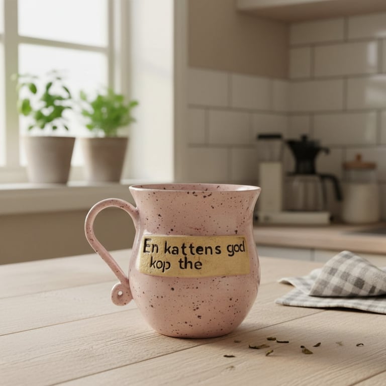  Keramik krus med tekst  - En katten god kop the