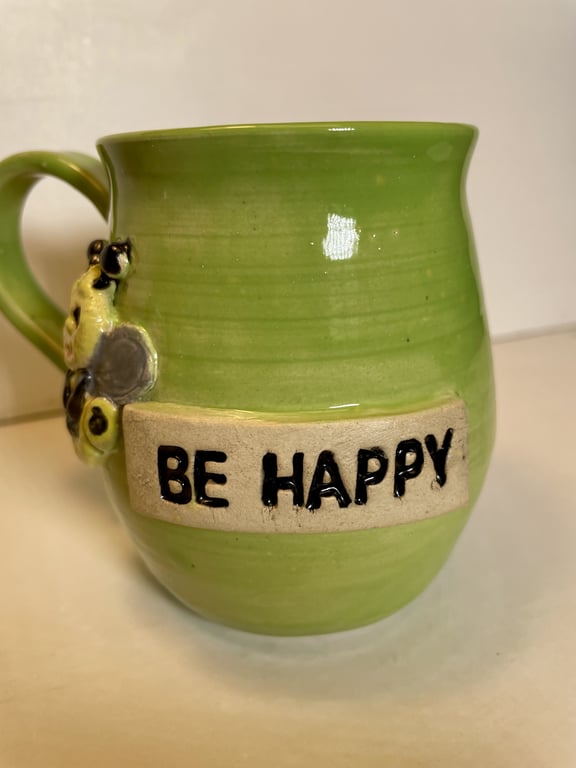 Keramik krus med tekst - Be happy billede 2