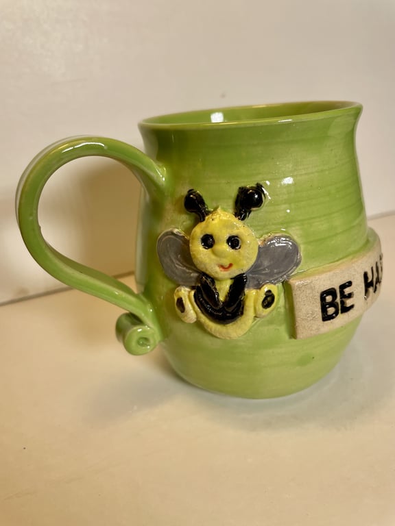 Keramik krus med tekst - Be happy billede 3