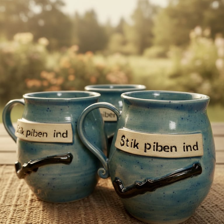 Keramik krus med tekst - Stik piben ind.