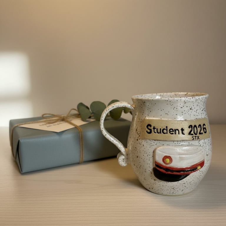 Keramik krus med tekst - studenter krus 2026 STX