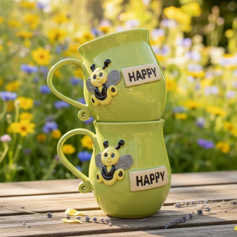 Keramik krus med tekst - Be happy