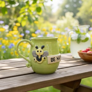 Keramik krus med tekst - Be happy – produktbillede