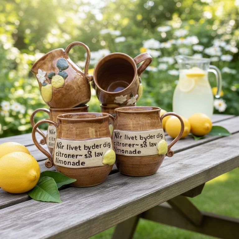 Keramik krus med tekst - Når livet byder dig citroner, så lav limonade