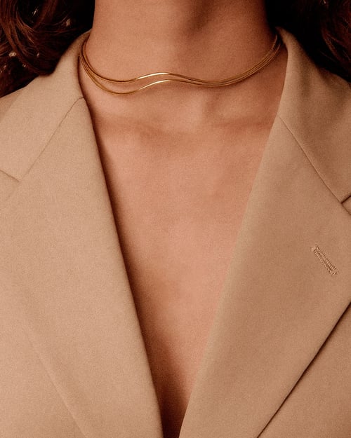 Ocean Waves choker i sølv med 18 kt forgyldning (2)