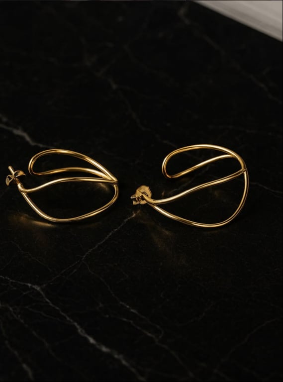 Ocean Waves Hoops i sølv med 18 kt forgyldning