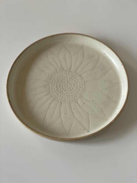 Solsikkefad, beige silkemat - ø 26,5 cm billede 2